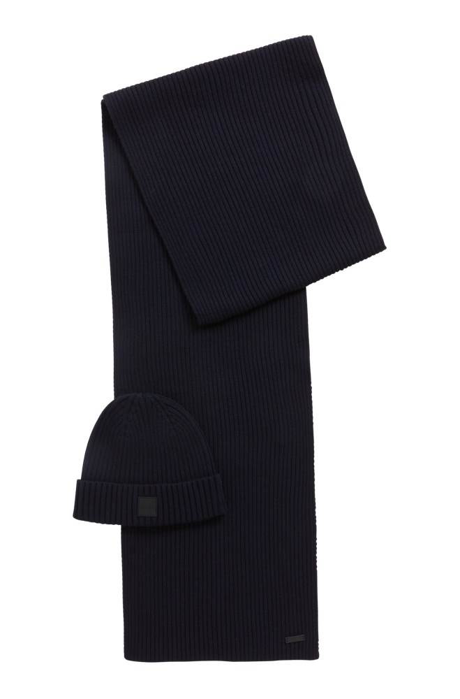 Hugo Boss Scarf and hat set Mørke Blå | SE01UwQ9