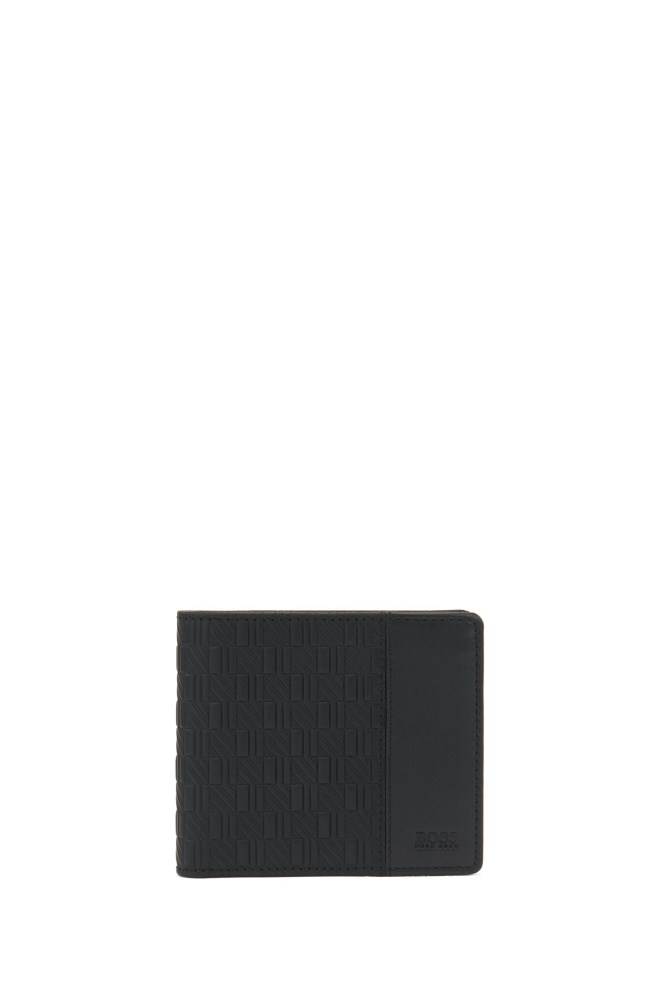 Hugo Boss Seasonal-embossed leather wallet and card holder gift set Svarte | afSpfYhi