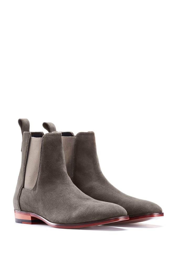 Hugo Boss Semsket Skinn Chelsea boots Khaki | X3HbRTOe