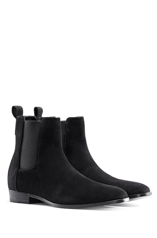 Hugo Boss Semsket Skinn Chelsea boots Svarte | PWAK56os