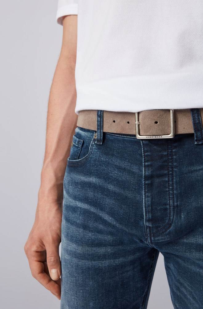 Hugo Boss Semsket Skinn belt Grå | oCLIcoPr