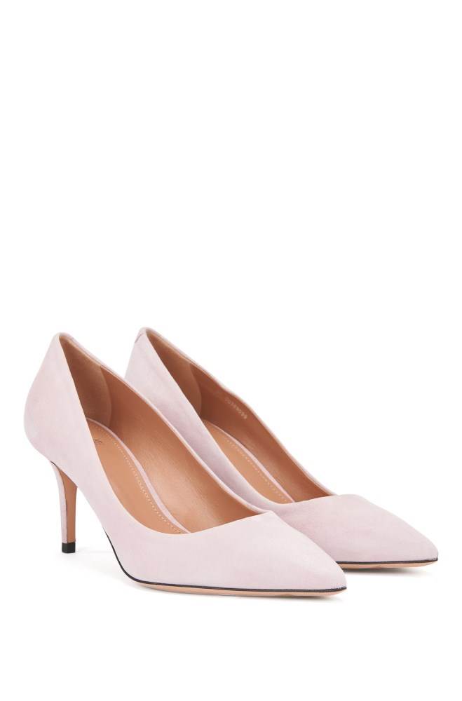 Hugo Boss Semsket Skinn court shoes Lyse Rosa | nMksVbFR