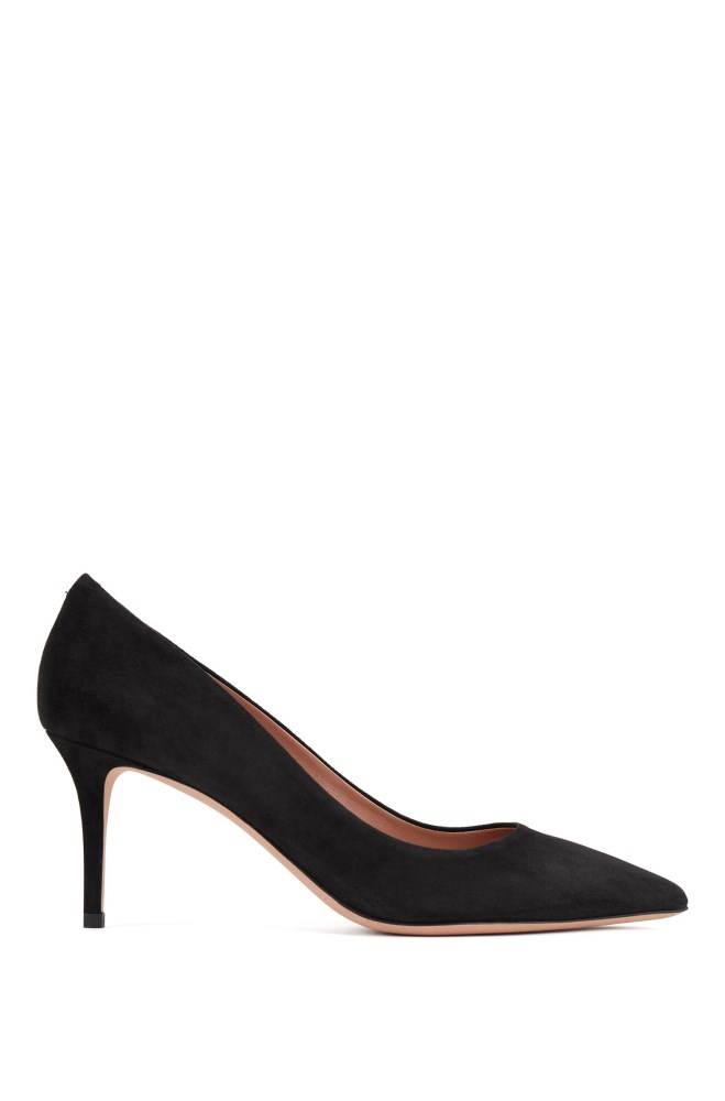 Hugo Boss Semsket Skinn court shoes Svarte | 2DFIAIM7