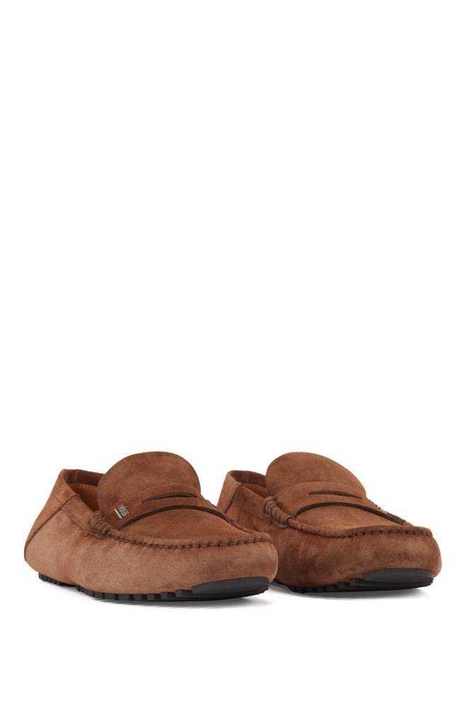 Hugo Boss Semsket Skinn moccasins Mørke Brune | Q3gZrEwi