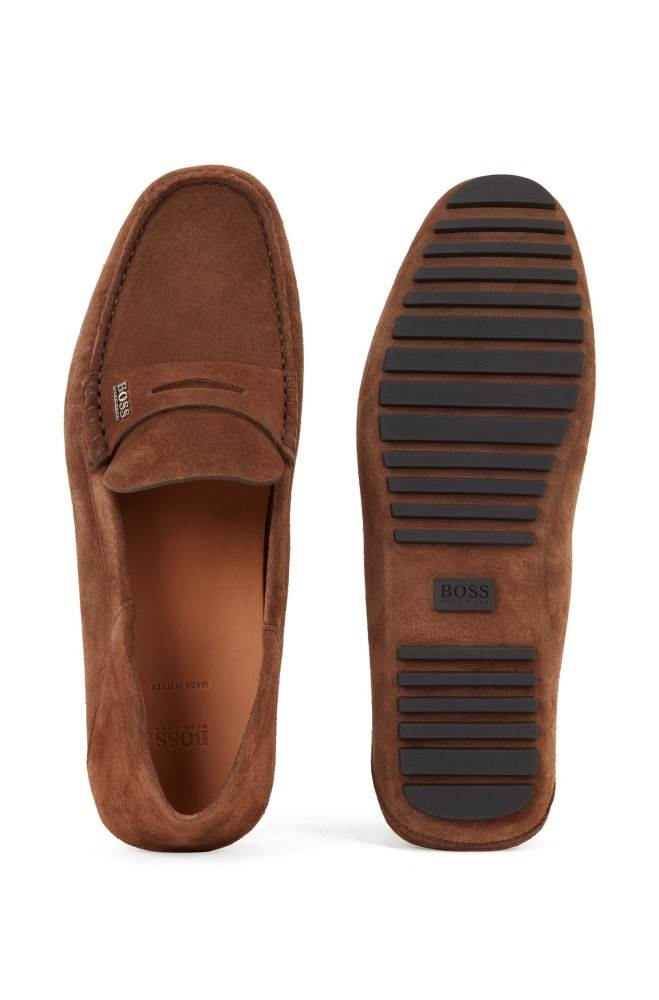 Hugo Boss Semsket Skinn moccasins Mørke Brune | Q3gZrEwi