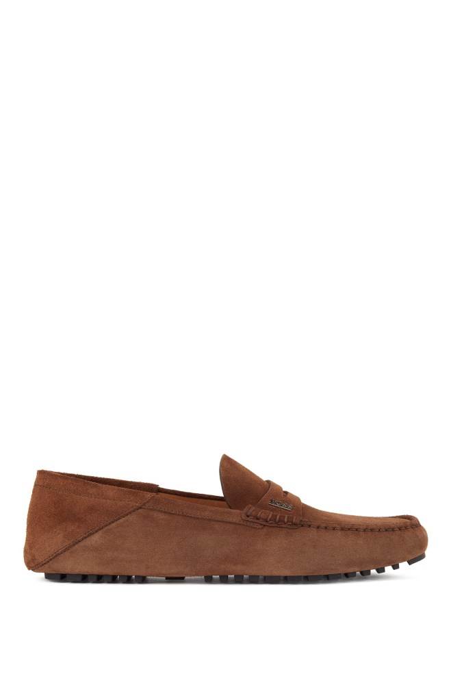 Hugo Boss Semsket Skinn moccasins Mørke Brune | Q3gZrEwi