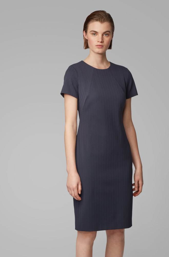 Hugo Boss Shift dress Mørke Blå | ckQJY9LF