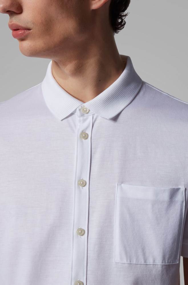 Hugo Boss Shirt-style polo top Hvite | To9dWzSi