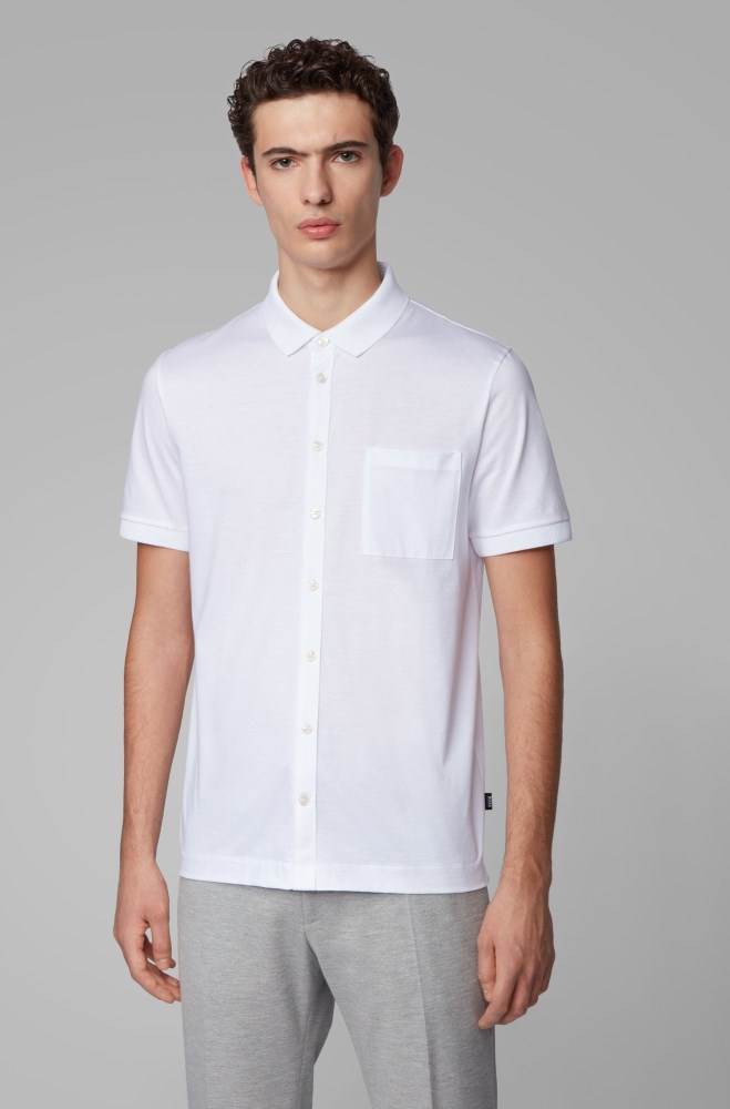 Hugo Boss Shirt-style polo top Hvite | To9dWzSi