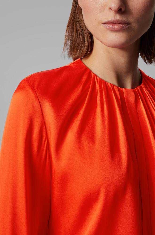 Hugo Boss Silk-blend blouse Oransje | IBnY7bIS