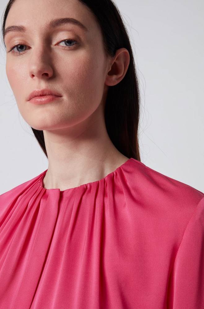 Hugo Boss Silk-blend blouse Rosa | vtmFgOPs