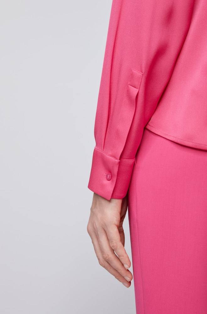 Hugo Boss Silk-blend blouse Rosa | vtmFgOPs