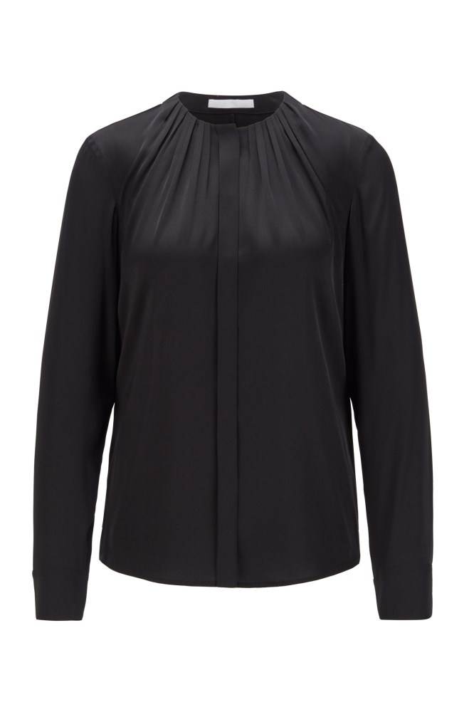 Hugo Boss Silk-blend blouse Svarte | LCYdQwji