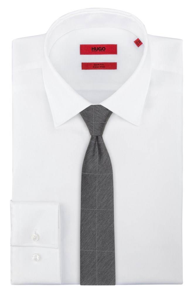 Hugo Boss Silk-blend melange tie Lyse Grå | UexHXwSn