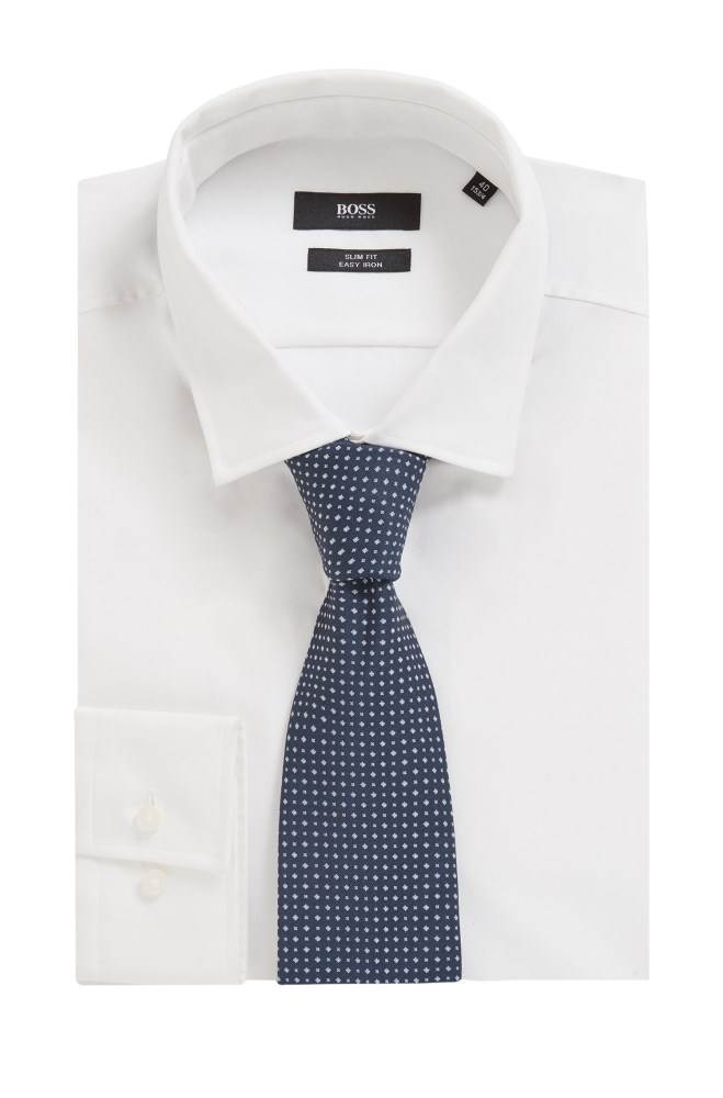 Hugo Boss Silk-blend tie Mørke Blå | MrvL7DCj