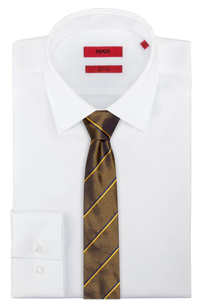 Hugo Boss Silk-jacquard tie Brune | B6DaJctY