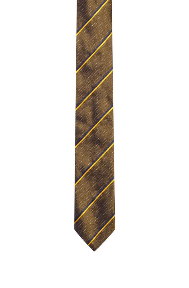 Hugo Boss Silk-jacquard tie Brune | B6DaJctY