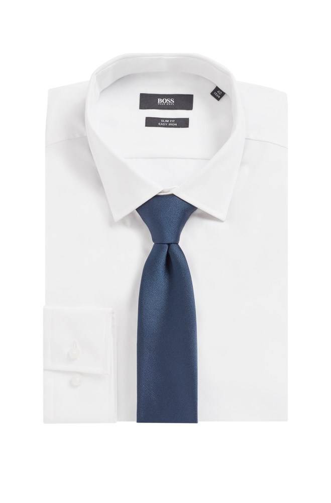 Hugo Boss Silk-jacquard tie Mørke Blå | 1B4oAK4r