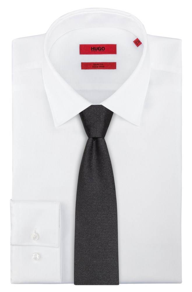 Hugo Boss Silk-jacquard tie Svarte | nSA0qpTd