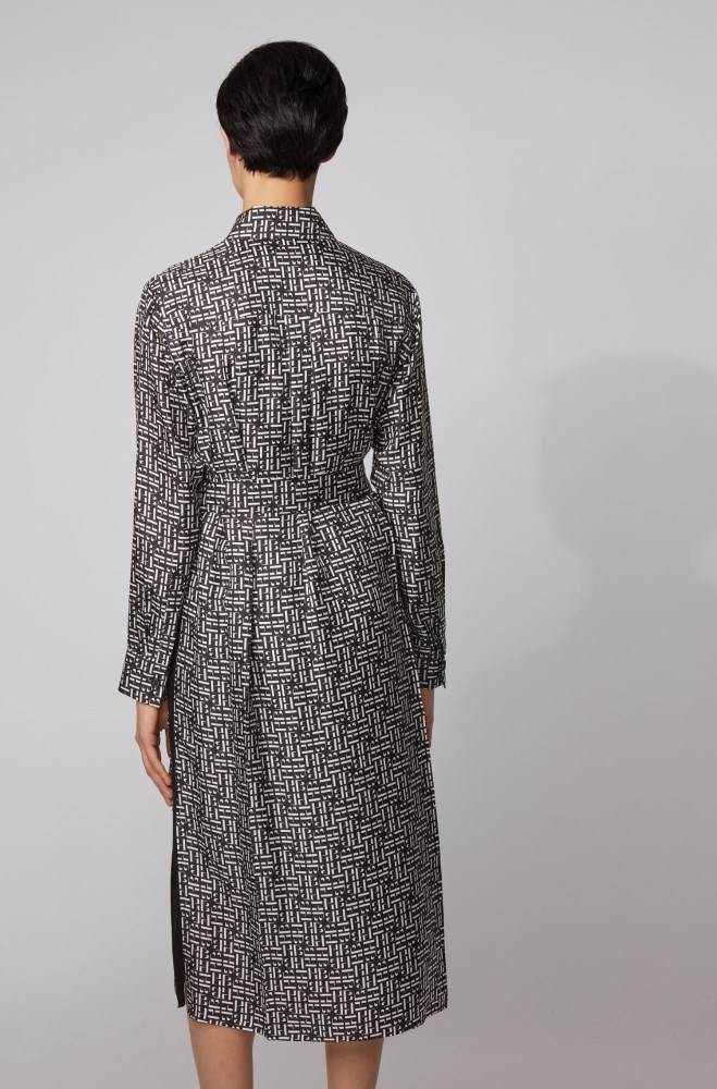 Hugo Boss Silk twill shirt dress Patterned | a4jc7Z3X