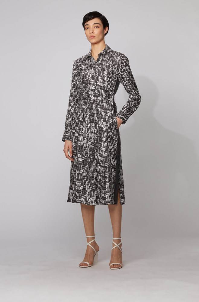 Hugo Boss Silk twill shirt dress Patterned | a4jc7Z3X