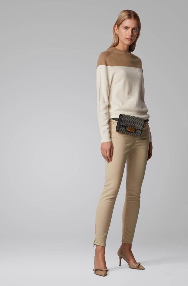 Hugo Boss Skinny-fit cropped jeans Beige | G5S6eWxR