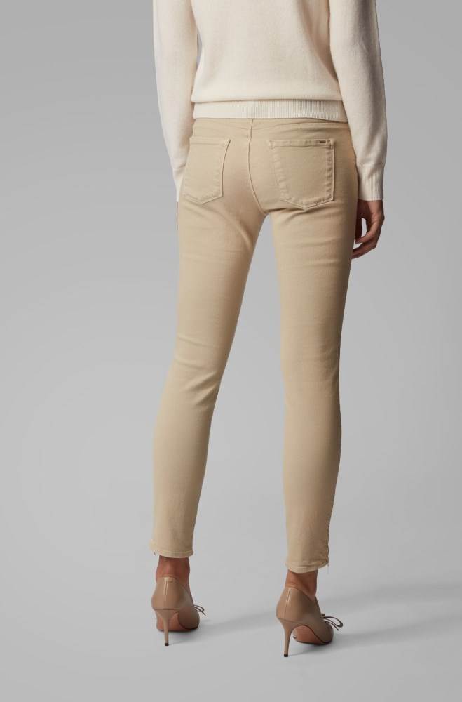 Hugo Boss Skinny-fit cropped jeans Beige | G5S6eWxR