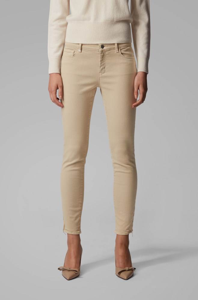 Hugo Boss Skinny-fit cropped jeans Beige | G5S6eWxR