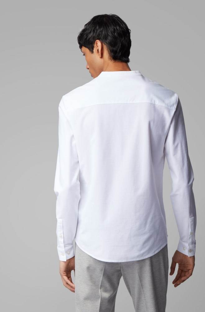 Hugo Boss Slim-fit Henley shirt Hvite | KLQKtcXJ