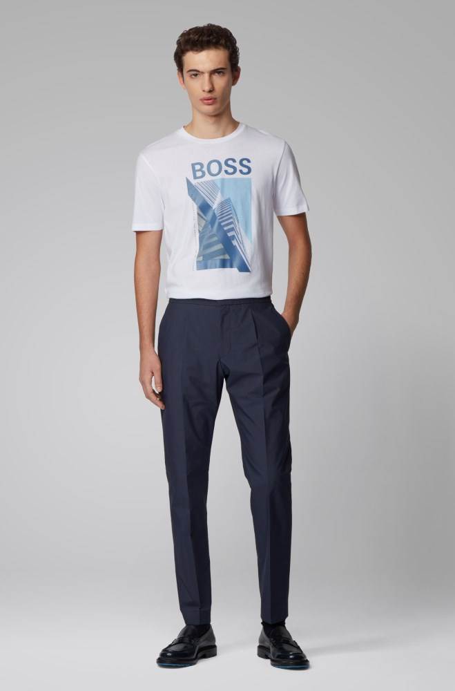 Hugo Boss Slim-fit T-shirt Hvite | SXhAtwK0