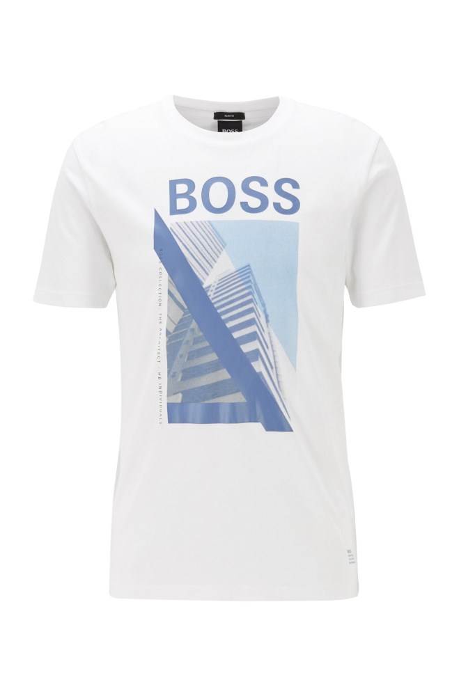 Hugo Boss Slim-fit T-shirt Hvite | SXhAtwK0