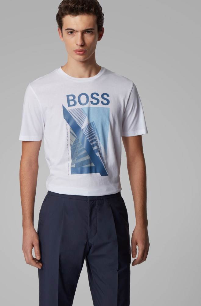 Hugo Boss Slim-fit T-shirt Hvite | SXhAtwK0