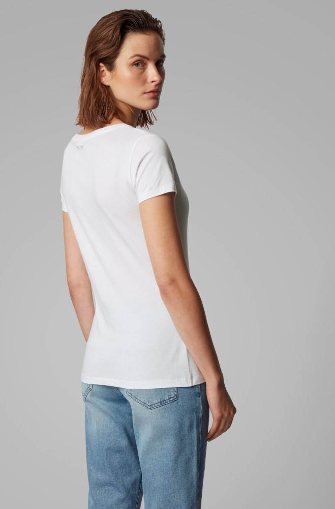 Hugo Boss Slim-fit T-shirt Hvite | YX3FJ4tN