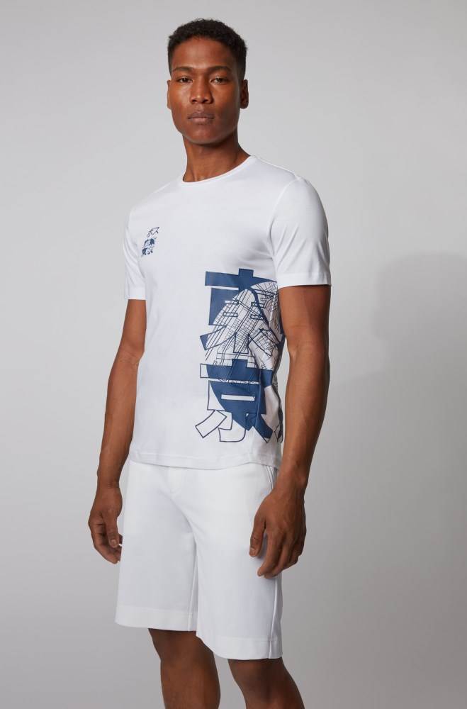 Hugo Boss Slim-fit T-shirt Hvite | xGEtPL0V