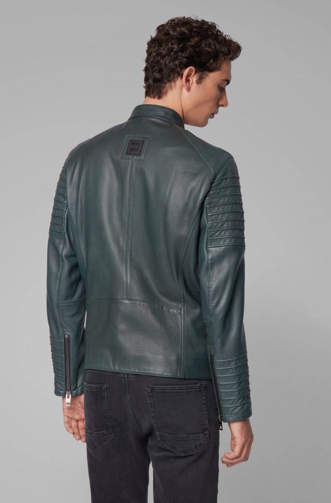 Hugo Boss Slim-fit biker jacket Mørke Grønn | BbMeX7g0