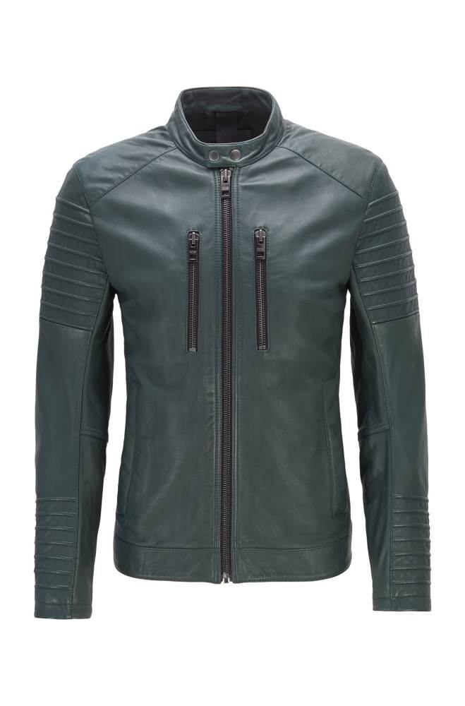 Hugo Boss Slim-fit biker jacket Mørke Grønn | BbMeX7g0