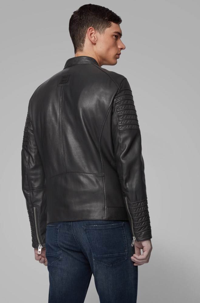 Hugo Boss Slim-fit biker jacket Svarte | PTEJeNdI