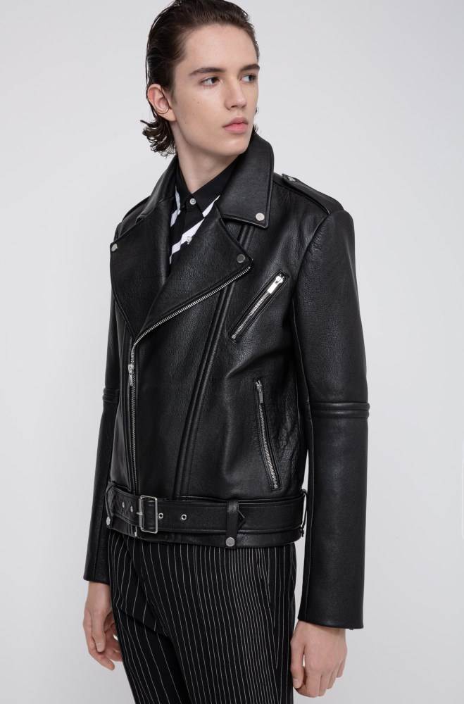 Hugo Boss Slim-fit biker jacket Svarte | WmmD3Eo9