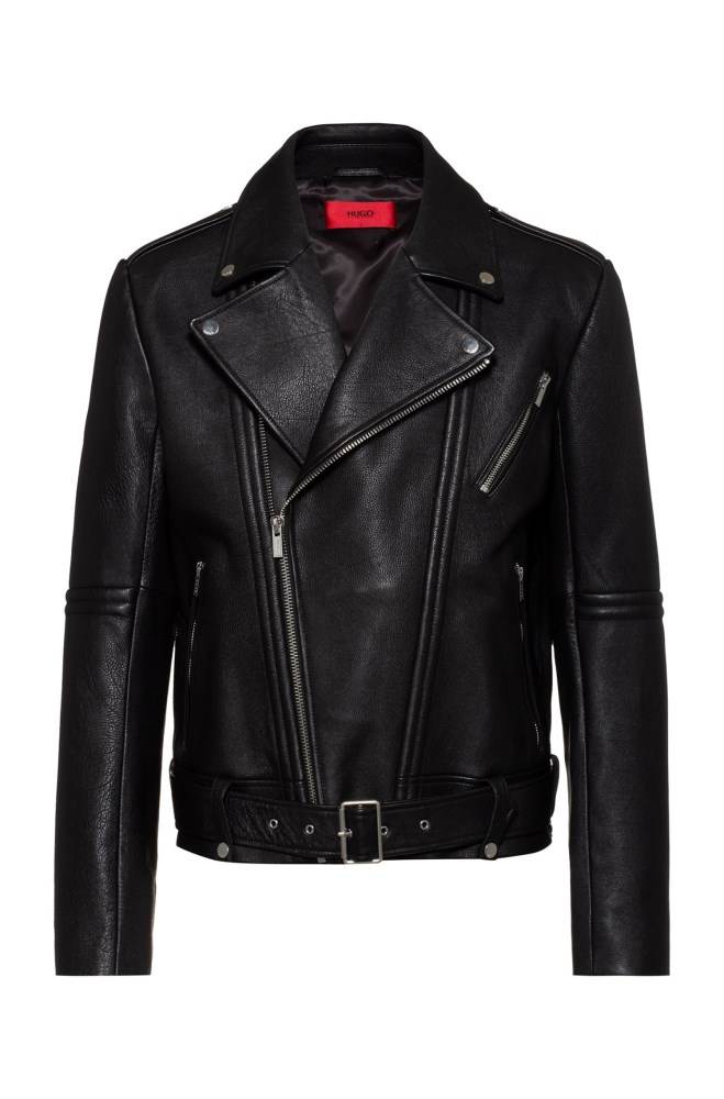 Hugo Boss Slim-fit biker jacket Svarte | WmmD3Eo9