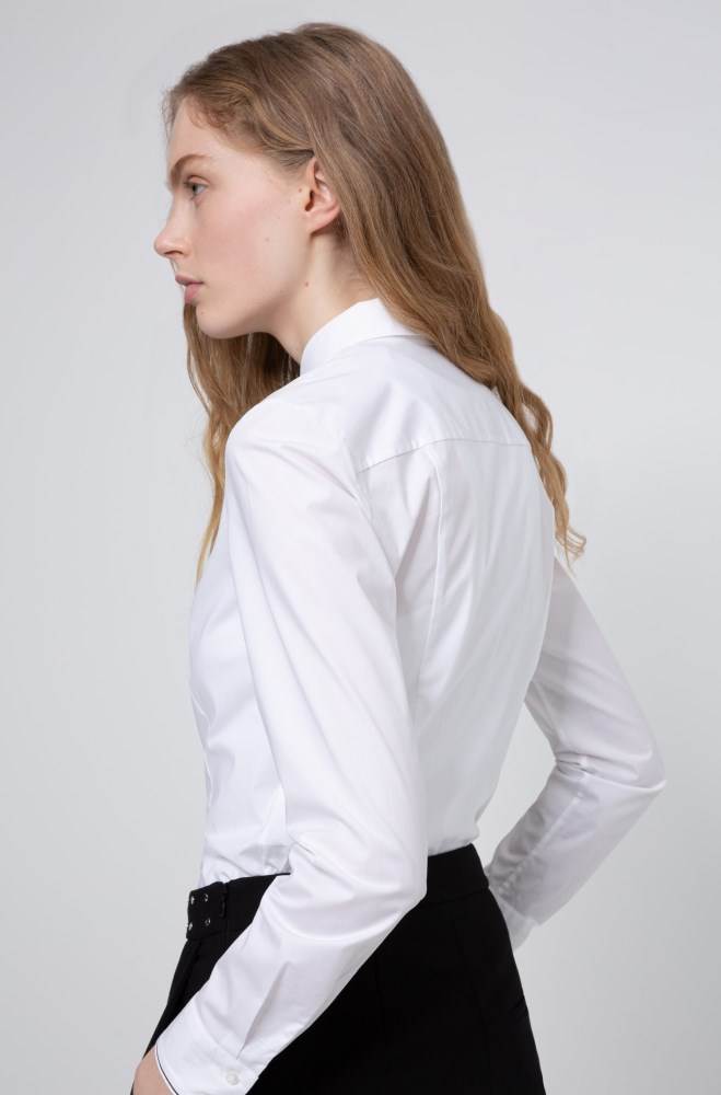 Hugo Boss Slim-fit blouse Hvite | Jwn6Nw4t