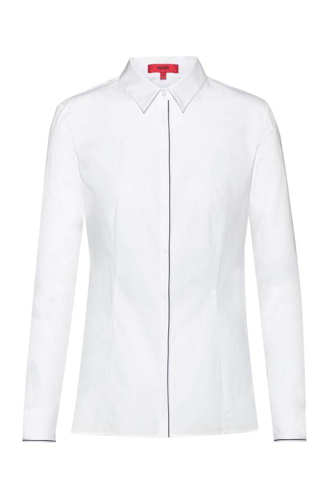 Hugo Boss Slim-fit blouse Hvite | Jwn6Nw4t