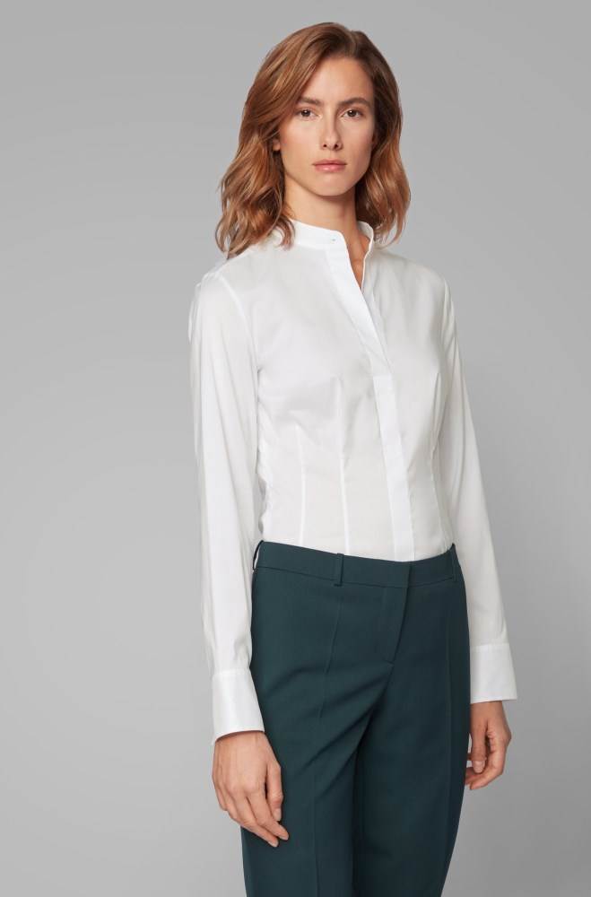 Hugo Boss Slim-fit blouse Hvite | VGUZWrip