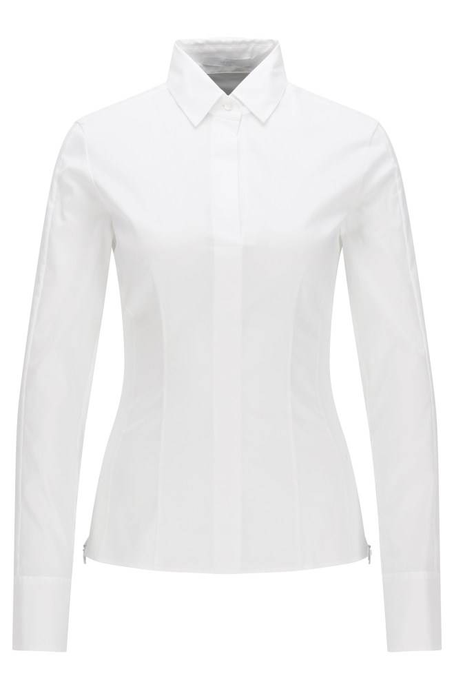 Hugo Boss Slim-fit blouse Hvite | iRY1ojwW