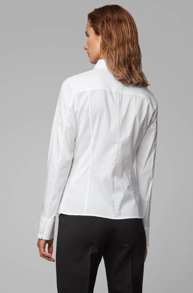 Hugo Boss Slim-fit blouse Hvite | iRY1ojwW