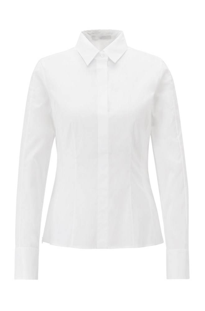 Hugo Boss Slim-fit blouse Hvite | iRY1ojwW