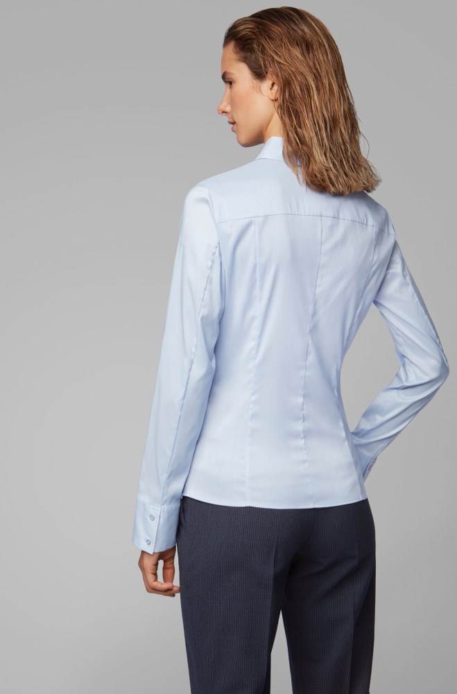 Hugo Boss Slim-fit blouse Lyse Blå | IwNgaohb