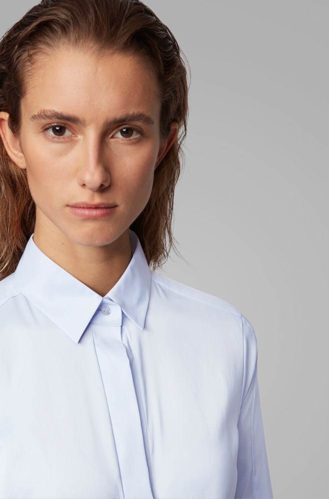 Hugo Boss Slim-fit blouse Lyse Blå | IwNgaohb