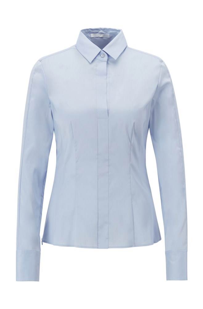 Hugo Boss Slim-fit blouse Lyse Blå | IwNgaohb