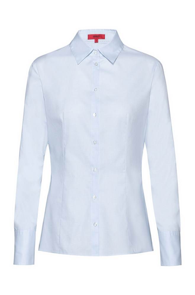 Hugo Boss Slim-fit blouse Lyse Blå | tzInjEZt