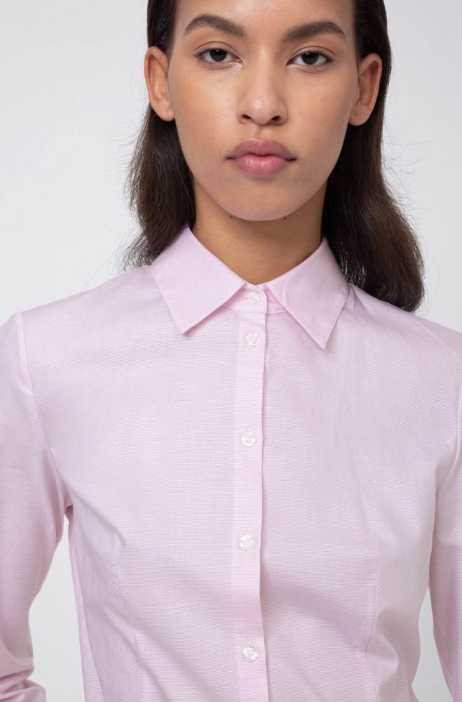 Hugo Boss Slim-fit blouse Lyse Rosa | 6VhxoXL9